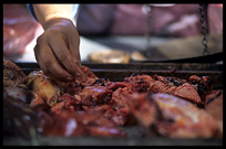 Meat for sale on the market in Hsipaw.