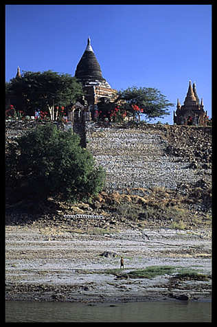 One of Bagans many temples seen from the Ayeyarwady River.