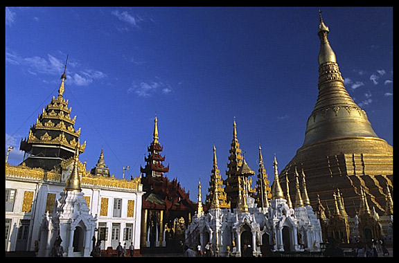 Shwedagon Paya is full of shrines, pavilions, images bells and stupas.