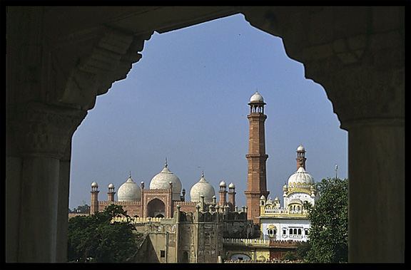 Lahore Fort overlooking the Badshahi Mosque. Lahore, Pakistan