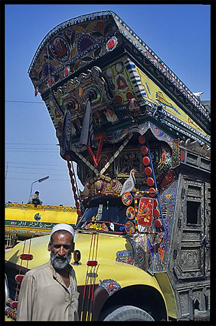 A colourful decorated long-haul truck. Taxila, Pakistan