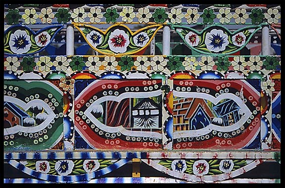 Detail of a colourful decorated long-haul truck. Taxila, Pakistan