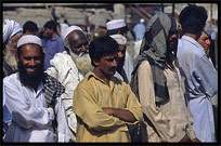 Afghan refugees on the Afghan horse market. Peshawar, Pakistan