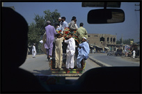 Pakistani transport, overcrowded motor-rickshaws. Peshawar, Pakistan