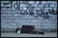 Poverty on Gilgit's main shopping street. Gilgit, Pakistan