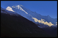 Hunza Valley and Rakaposhi (7790m), seen from Karimabad at sunrise. Karimabad, Hunza, Pakistan