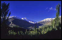 Hunza Valley and Rakaposhi (7790m), seen from Karimabad at sunrise. Karimabad, Hunza, Pakistan