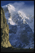 The Ultar II (7388m), seen from Karimabad at sunrise. Karimabad, Hunza, Pakistan