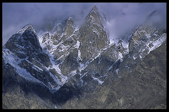 Low hanging clouds. Karimabad, Hunza, Pakistan