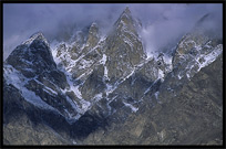 Low hanging clouds. Karimabad, Hunza, Pakistan