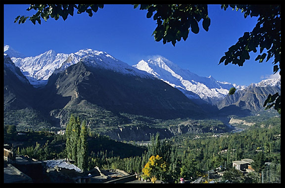 Hunza Valley and Rakaposhi (7790m), seen from Karimabad. Karimabad, Hunza, Pakistan