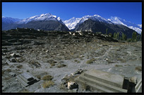 The old cemetery with Rakaposhi (7790m) in the background. Karimabad, Hunza, Pakistan