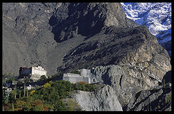 The Baltit Fort, with the The Ultar II (7388m) in the background. Karimabad, Hunza, Pakistan