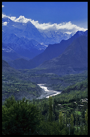 The Hunza River, seen from Karimabad. Karimabad, Hunza, Pakistan