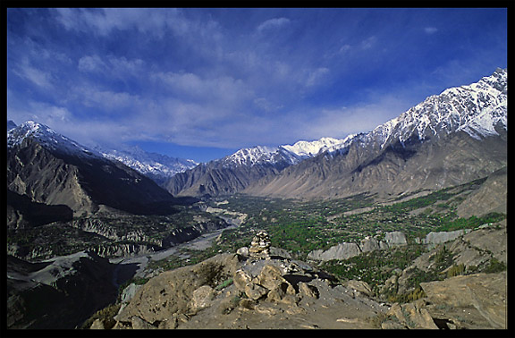 Hunza valley seen from Eagles Nest. Altit, Hunza, Pakistan