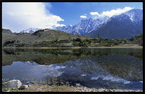 Tranquil Borit Lake between Passu and Gulmit. Hunza, Pakistan