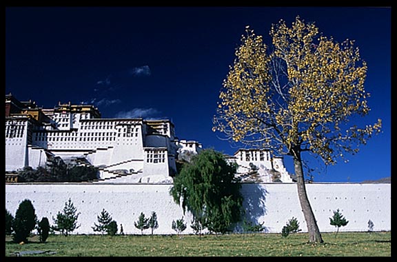 The Potala Palace and pilgrims.