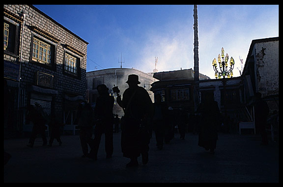 Following the stream of pilgrims early in the morning.