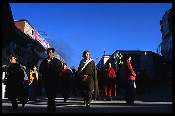 Following the flow of pilgrims on the Barkhor Kora.