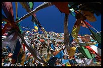 Colourful Tibetan prayer flags on the Lingkhor Kora. Lhasa, Tibet, China