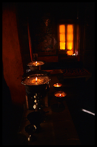 Yak-butter lamps inside the Potala.