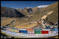 Overview of the main dürtro at Drigung Til monastery , the holiest sky-burial site in the Lhasa region. Tibet, China